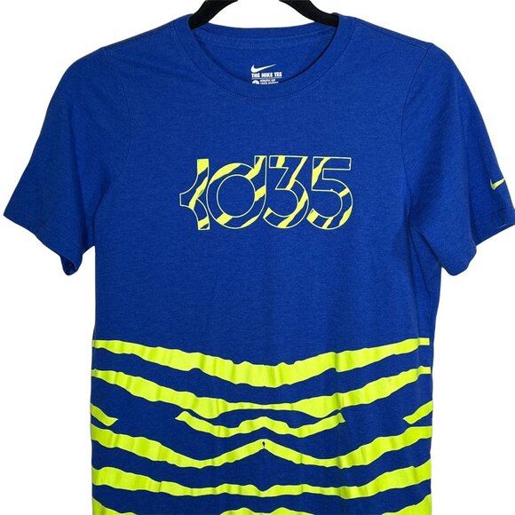 Nike Kevin Durant KD35 Boys Large Blue Neon Basketball Tee - Picture 2 of 11